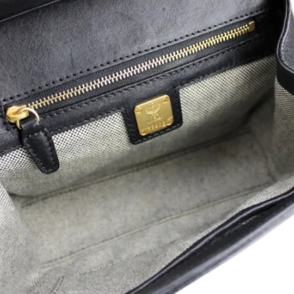 MCM Black Leather Orange Snakeskin Embossed Crossbody Bag - Picture 5 of 7
